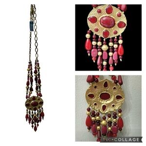 Chico’s 35th Anniversary Merlot Statement Necklace limited Edition 28” to 30”